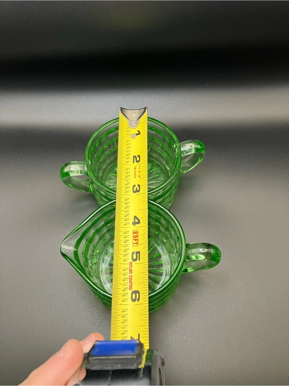 Vintage Green Depression Glass Creamer and Sugar Set